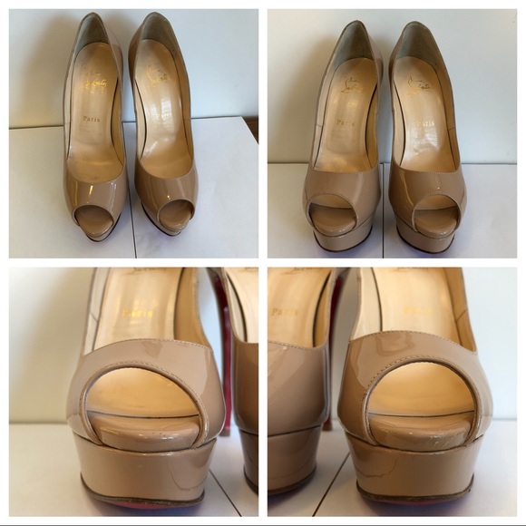 Christian Louboutin 150 Nude Patent Lady Peep - Picture 6 of 8
